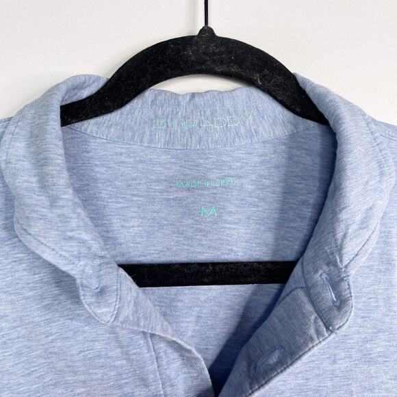 B Draddy Mens Medium M Blue Heather Pima Cotton Chest Pocket Short Sleeve Polo - Picture 4 of 8